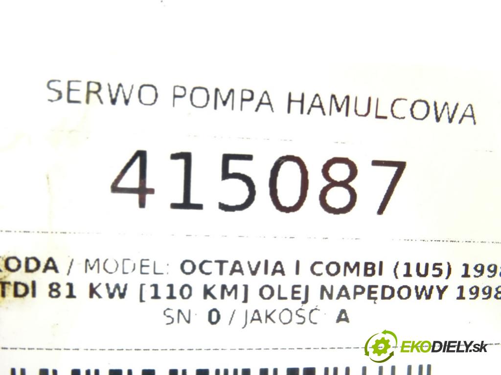 SKODA OCTAVIA I Combi (1U5) 1998 - 2010    1.9 TDI 81 kW [110 KM] olej napędowy 1998 - 2006  Posilovač Pumpa brzdová 0 (Posilňovače bŕzd)