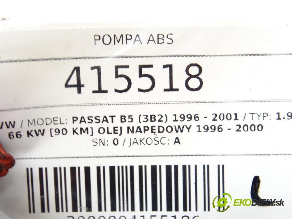 VW PASSAT B5 (3B2) 1996 - 2001    1.9 TDI 66 kW [90 KM] olej napędowy 1996 - 2000  Pumpa ABS 0273004281 (Pumpy ABS)
