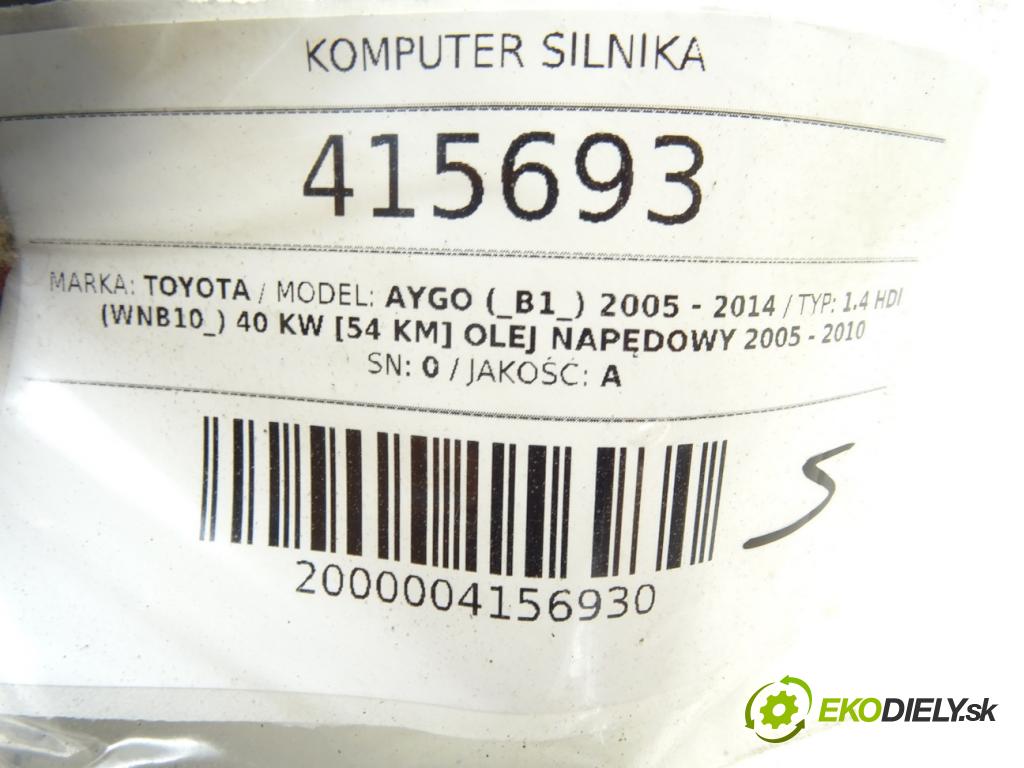 TOYOTA AYGO (_B1_) 2005 - 2014    1.4 HDi (WNB10_) 40 kW [54 KM] olej napędowy 2005   riadiaca jednotka Motor 9664780280 (Riadiace jednotky)