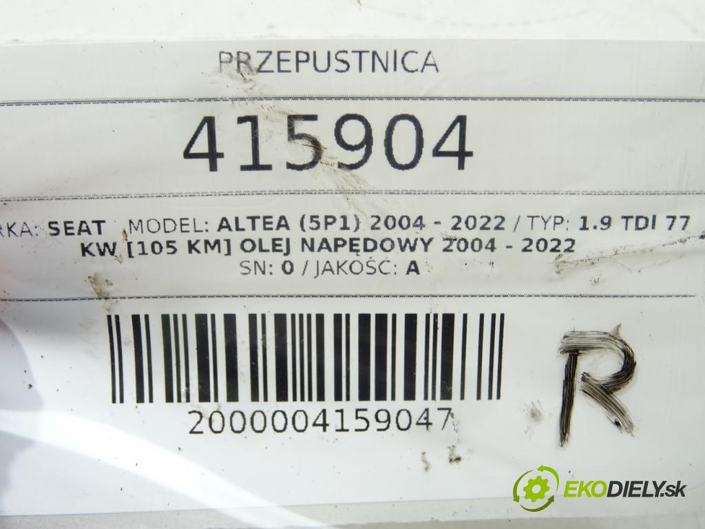 SEAT ALTEA (5P1) 2004 - 2022    1.9 TDI 77 kW [105 KM] olej napędowy 2004 - 2022  Škrtiaca klapka 03G128063J (Škrtiace klapky)