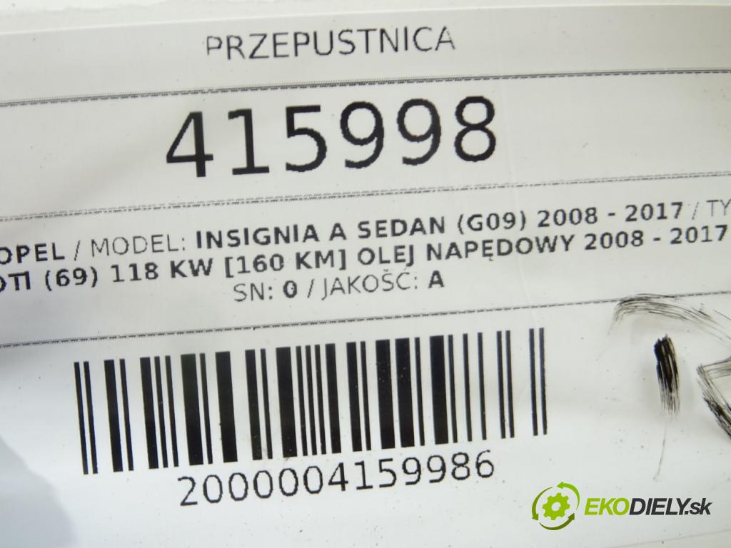 OPEL INSIGNIA A sedan (G09) 2008 - 2017    2.0 CDTI (69) 118 kW [160 KM] olej napędowy 2008 -  Škrtiaca klapka 50329302 (Škrtiace klapky)