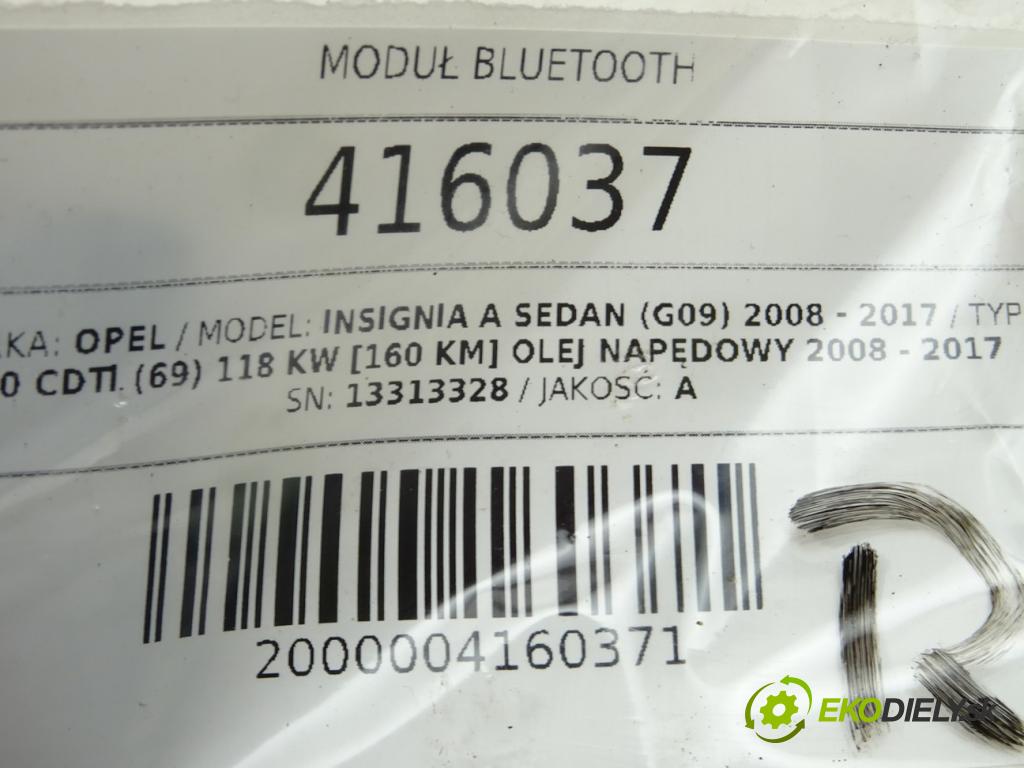 OPEL INSIGNIA A sedan (G09) 2008 - 2017    2.0 CDTI (69) 118 kW [160 KM] olej napędowy 2008 -  Modul BLUETOOTH 13313328 (Ostatné)