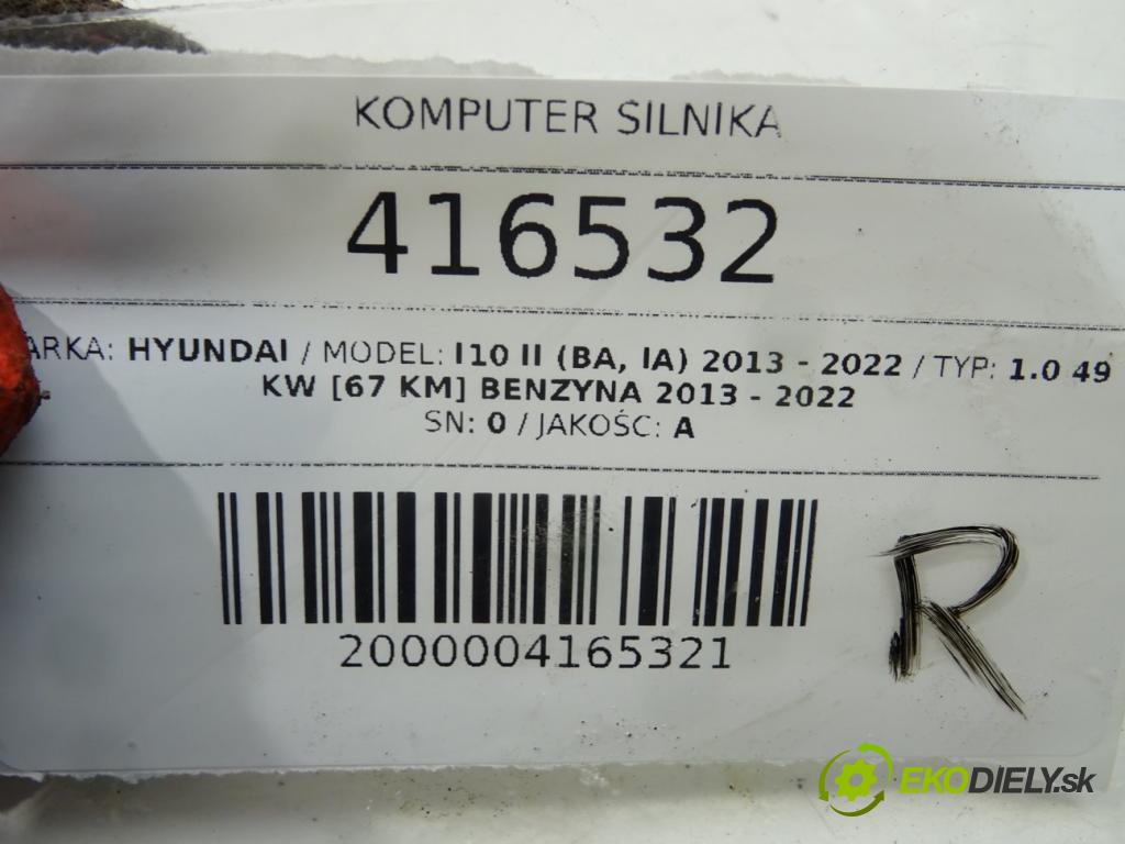 HYUNDAI i10 II (BA, IA) 2013 - 2022    1.0 49 kW [67 KM] benzyna 2013 - 2022  riadiaca jednotka Motor 0 (Riadiace jednotky)