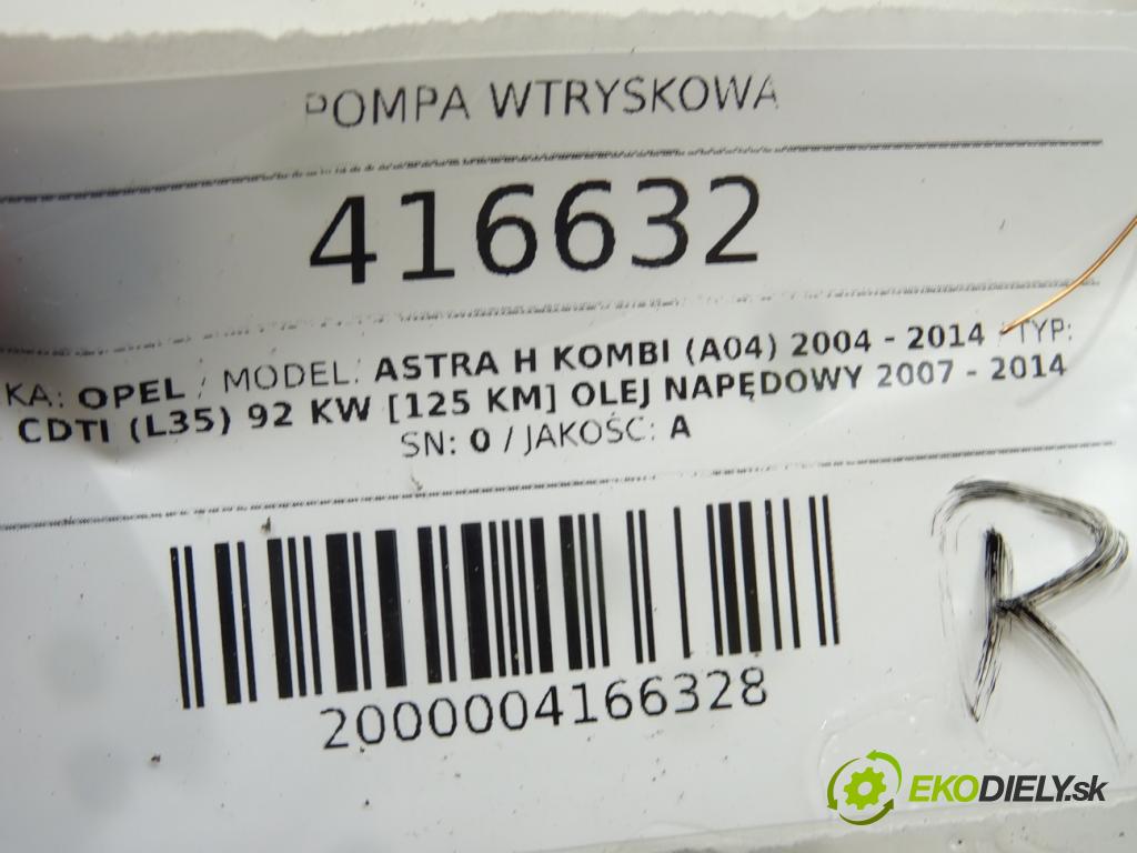 OPEL ASTRA H Kombi (A04) 2004 - 2014    1.7 CDTI (L35) 92 kW [125 KM] olej napędowy 2007 -  Pumpa vstrekovacia 294000-0502 (Vstrekovacie čerpadlá)