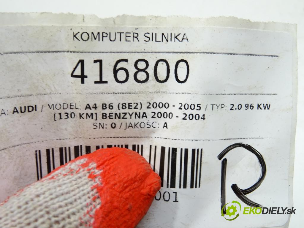 AUDI A4 B6 (8E2) 2000 - 2005    2.0 96 kW [130 KM] benzyna 2000 - 2004  riadiaca jednotka Motor 8E0909057 (Riadiace jednotky)