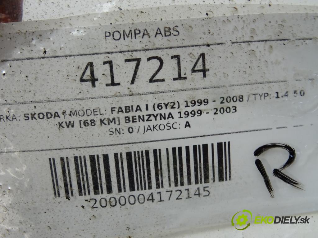 SKODA FABIA I (6Y2) 1999 - 2008    1.4 50 kW [68 KM] benzyna 1999 - 2003  Pumpa ABS 6Q0907379Q (Pumpy ABS)