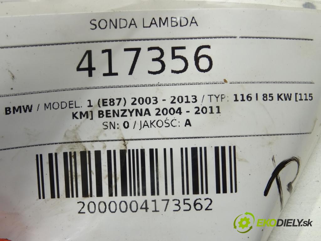 BMW 1 (E87) 2003 - 2013    116 i 85 kW [115 KM] benzyna 2004 - 2011  sonda lambda KBA16693 (Lambda sondy)