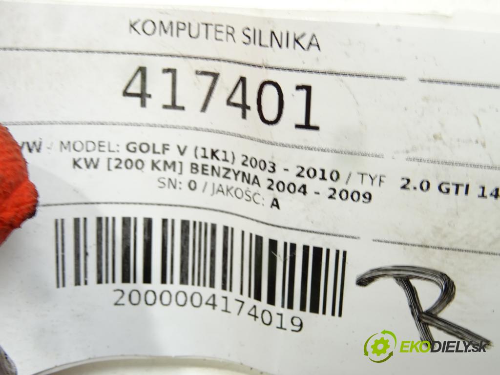 VW GOLF V (1K1) 2003 - 2010    2.0 GTI 147 kW [200 KM] benzyna 2004 - 2009  riadiaca jednotka Motor 1K0907115A (Riadiace jednotky)