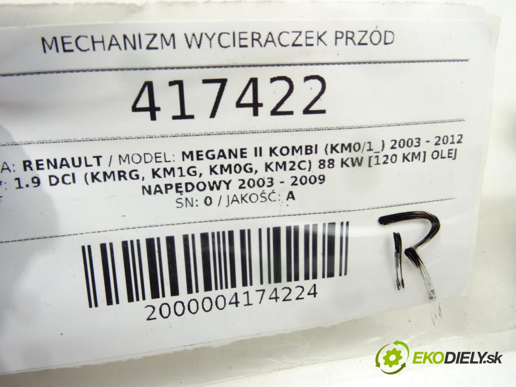 RENAULT MEGANE II Kombi (KM0/1_) 2003 - 2012    1.9 dCi (KMRG, KM1G, KM0G, KM2C) 88 kW [120 KM] ol  Mechanizmus stieračov predný 0 (Motorčeky stieračov predné)