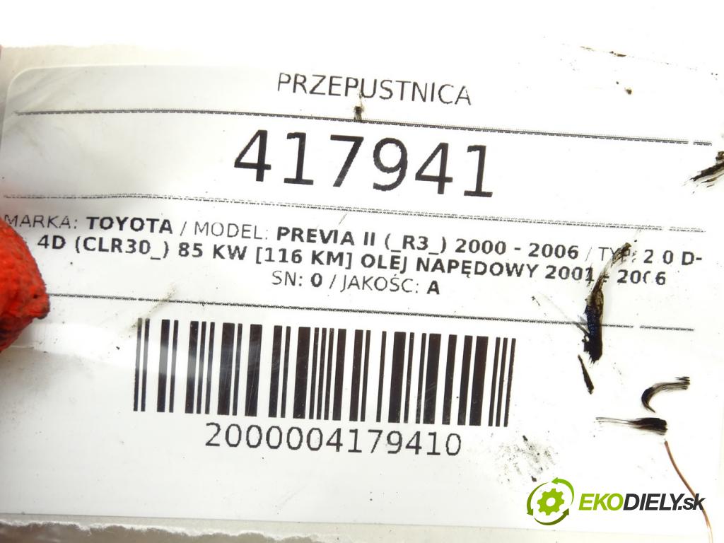 TOYOTA PREVIA II (_R3_) 2000 - 2006    2.0 D-4D (CLR30_) 85 kW [116 KM] olej napędowy 200  Škrtiaca klapka 89672-21020 (Škrtiace klapky)