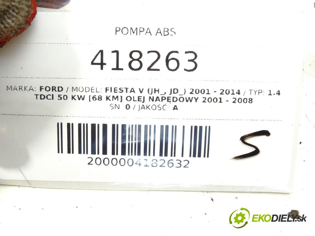 FORD FIESTA V (JH_, JD_) 2001 - 2014    1.4 TDCi 50 kW [68 KM] olej napędowy 2001 - 2008  Pumpa ABS 2S61-2M110-CE (Pumpy ABS)