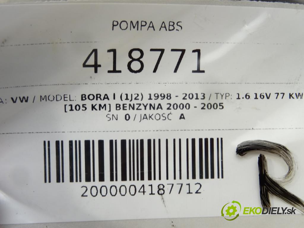 VW BORA I (1J2) 1998 - 2013    1.6 16V 77 kW [105 KM] benzyna 2000 - 2005  Pumpa ABS 1C0907379C (Pumpy ABS)