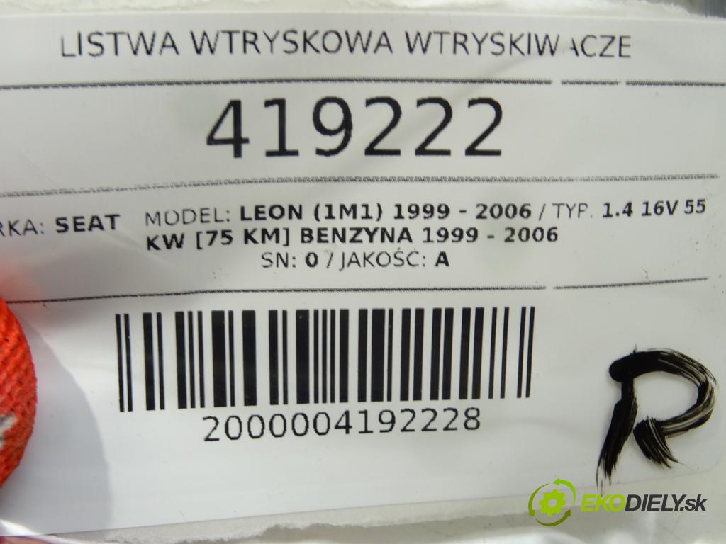 SEAT LEON (1M1) 1999 - 2006    1.4 16V 55 kW [75 KM] benzyna 1999 - 2006  lišta vstřikovací vstřikovací ventily 036133319AA