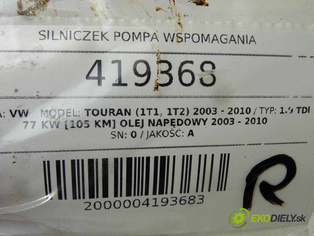 VW TOURAN (1T1, 1T2) 2003 - 2010    1.9 TDI 77 kW [105 KM] olej napędowy 2003 - 2010  motorek pumpa servočerpadlo 0