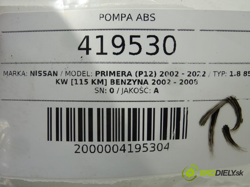 NISSAN PRIMERA (P12) 2002 - 2022    1.8 85 kW [115 KM] benzyna 2002 - 2008  Pumpa ABS 2265100416 (Pumpy ABS)