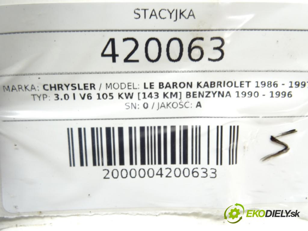 CHRYSLER LE BARON kabriolet 1986 - 1997    3.0 i V6 105 kW [143 KM] benzyna 1990 - 1996  spinačka 4326622 (Spínacie skrinky a kľúče)