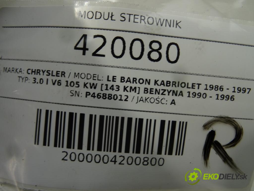 CHRYSLER LE BARON kabriolet 1986 - 1997    3.0 i V6 105 kW [143 KM] benzyna 1990 - 1996  Modul Riadiaca jednotka 4688012 (Ostatné)