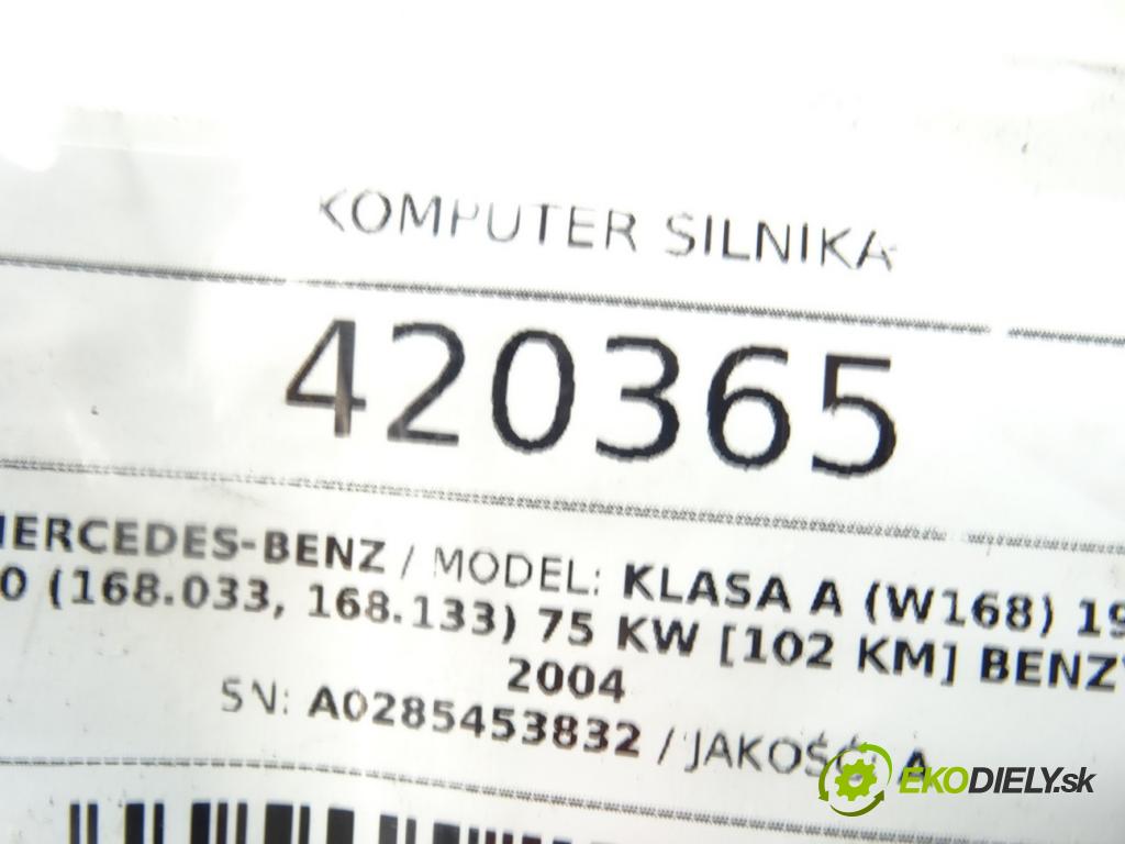 MERCEDES-BENZ KLASA A (W168) 1997 - 2005    A 160 (168.033, 168.133) 75 kW [102 KM] benzyna 19  riadiaca jednotka Motor A0285453832 (Riadiace jednotky)