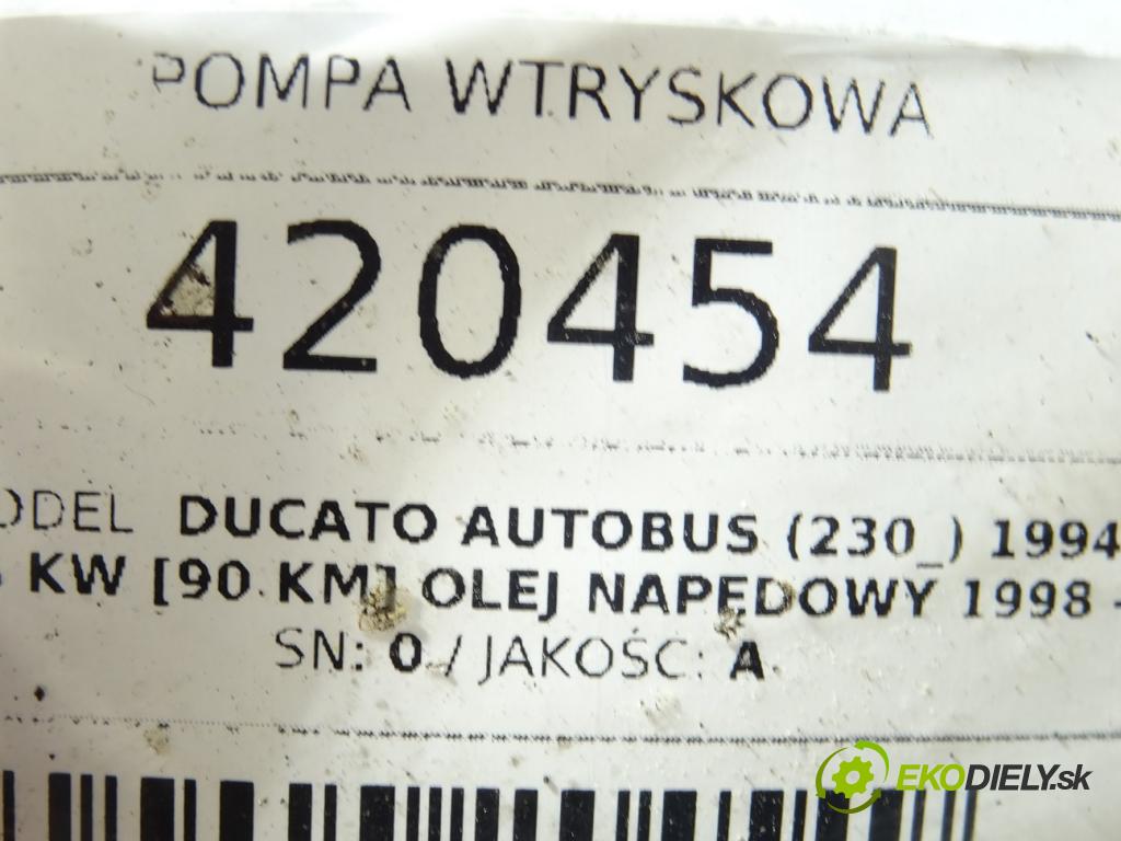 FIAT DUCATO Autobus (230_) 1994 - 2005    1.9 TD 66 kW [90 KM] olej napędowy 1998 - 2002  Pumpa vstrekovacia  (Vstrekovacie čerpadlá)