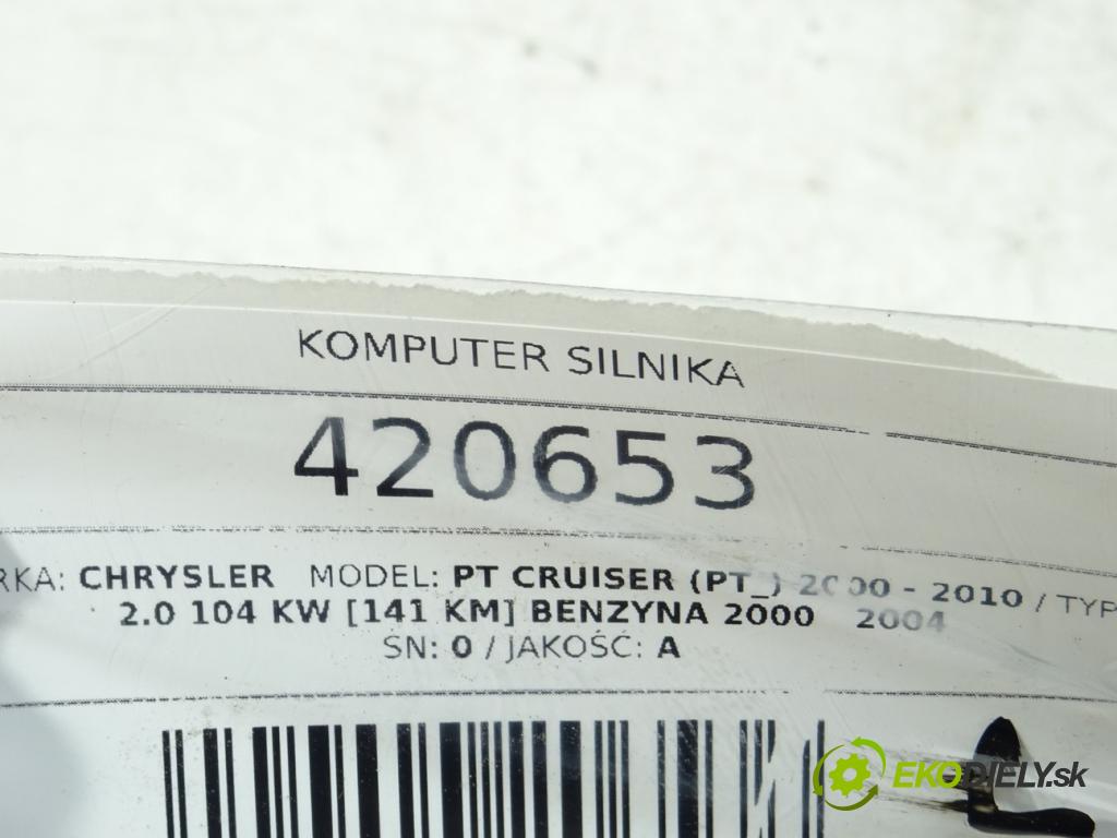 CHRYSLER PT CRUISER (PT_) 2000 - 2010    2.0 104 kW [141 KM] benzyna 2000 - 2004  riadiaca jednotka Motor P04671542AG (Riadiace jednotky)