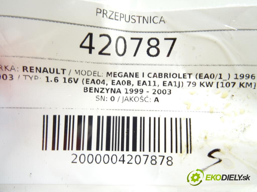 RENAULT MEGANE I Cabriolet (EA0/1_) 1996 - 2003    1.6 16V (EA04, EA0B, EA11, EA1J) 79 kW [107 KM] be  Škrtiaca klapka 7700875435 (Škrtiace klapky)