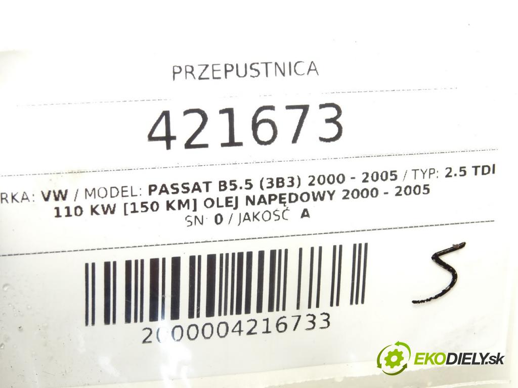 VW PASSAT B5.5 (3B3) 2000 - 2005    2.5 TDI 110 kW [150 KM] olej napędowy 2000 - 2005  Škrtiaca klapka 8D0145950D (Škrtiace klapky)