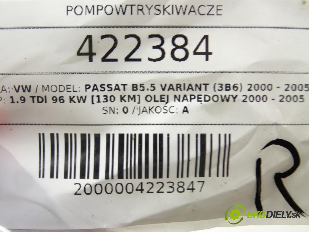 VW PASSAT B5.5 Variant (3B6) 2000 - 2005    1.9 TDI 96 kW [130 KM] olej napędowy 2000 - 2005  vstrekovače 038130073BA (Vstrekovače)