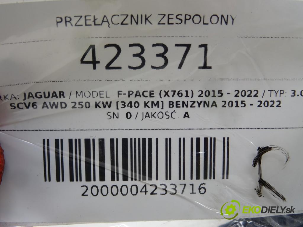 JAGUAR F-PACE (X761) 2015 - 2022    3.0 SCV6 AWD 250 kW [340 KM] benzyna 2015 - 2022  Prepínač kombinovaný BJ32-3F973-BB DPLA-13N064-ZA (Prepínače, spínače, tlačidlá a ovládače kúrenia)