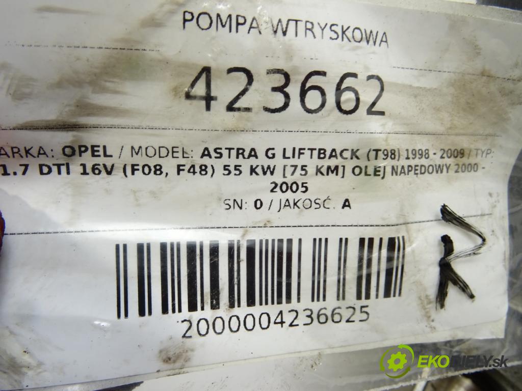 OPEL ASTRA G liftback (T98) 1998 - 2009    1.7 DTI 16V (F08, F48) 55 kW [75 KM] olej napędowy  Pumpa vstrekovacia 8971852422 (Vstrekovacie čerpadlá)