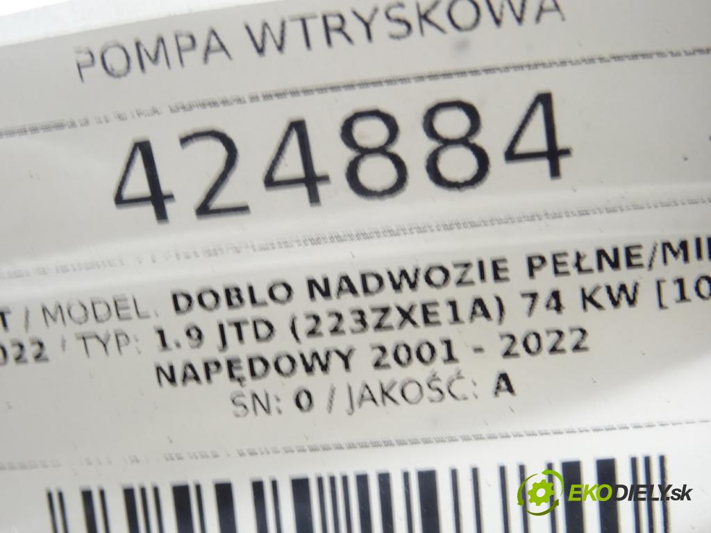 FIAT DOBLO Nadwozie pełne/minivan (223_) 2000 - 2022    1.9 JTD (223ZXE1A) 74 kW [100 KM] olej napędowy 20  Pumpa vstrekovacia 0445010007 (Vstrekovacie čerpadlá)