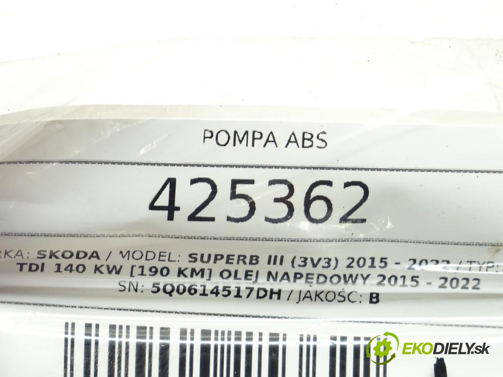 SKODA SUPERB III (3V3) 2015 - 2022    2.0 TDI 140 kW [190 KM] olej napędowy 2015 - 2022  Pumpa ABS 5Q0614517DH (Pumpy ABS)