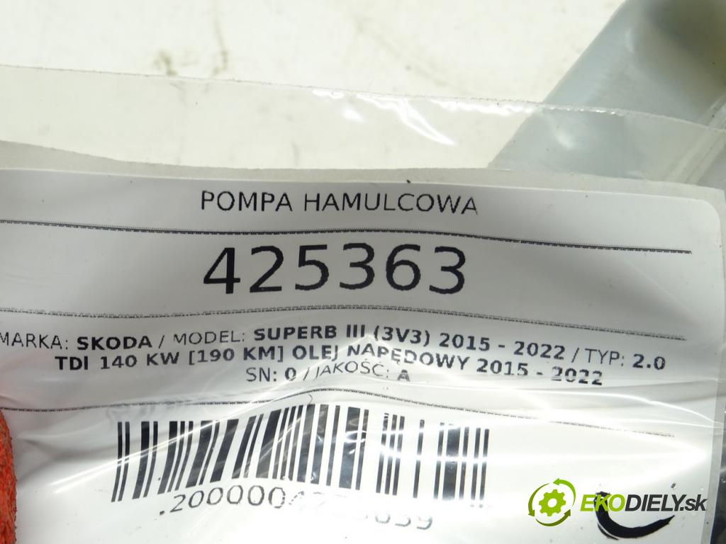 SKODA SUPERB III (3V3) 2015 - 2022    2.0 TDI 140 kW [190 KM] olej napędowy 2015 - 2022  Pumpa brzdová  (Posilňovače bŕzd)