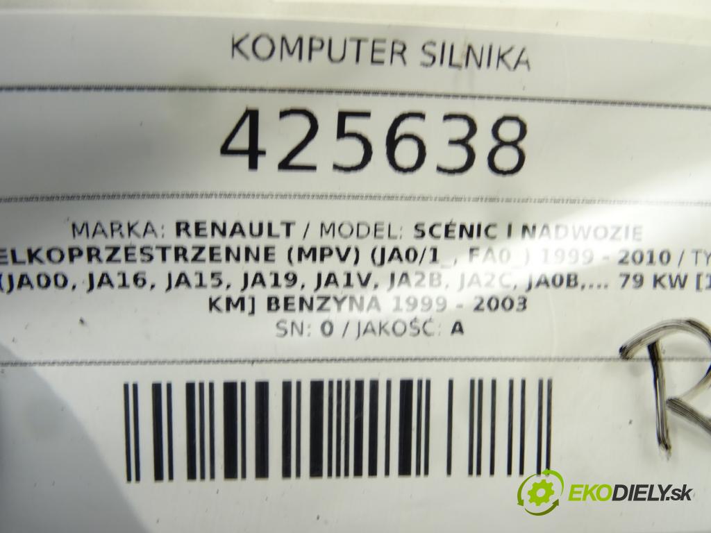 RENAULT SCÉNIC I nadwozie wielkoprzestrzenne (MPV) (JA0/1_, FA0_) 1999 - 2010    1.6 (JA00, JA16, JA15, JA19, JA1V, JA2B, JA2C, JA0  riadiaca jednotka Motor 8200028833 (Riadiace jednotky)