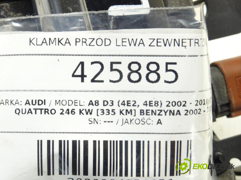 AUDI A8 D3 (4E2, 4E8) 2002 - 2010    4.2 quattro 246 kW [335 KM] benzyna 2002 - 2010  Kľučka predný ľavá strana vonkajšia  (Vonkajšie predné ľavé)