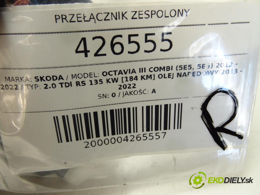 SKODA OCTAVIA III Combi (5E5, 5E6) 2012 - 2022    2.0 TDI RS 135 kW [184 KM] olej napędowy 2013 - 20  Prepínač kombinovaný 5Q0953507HQ (Prepínače, spínače, tlačidlá a ovládače kúrenia)