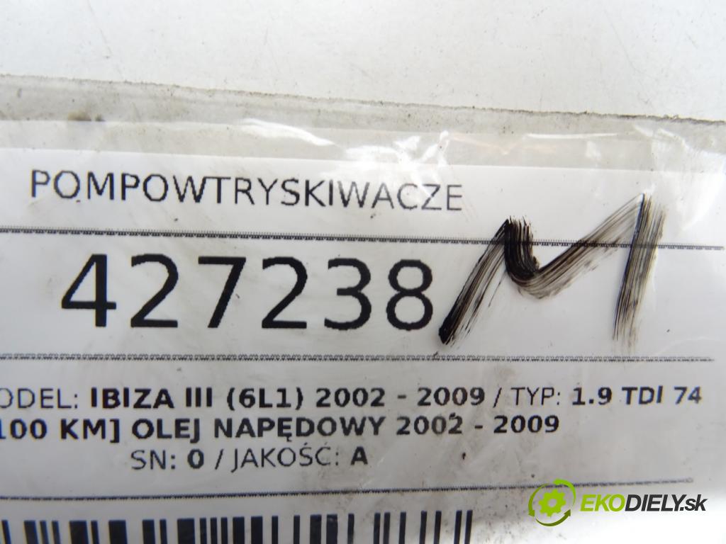 SEAT IBIZA III (6L1) 2002 - 2009    1.9 TDI 74 kW [100 KM] olej napędowy 2002 - 2009  vstrekovače 038130073AJ (Vstrekovače)