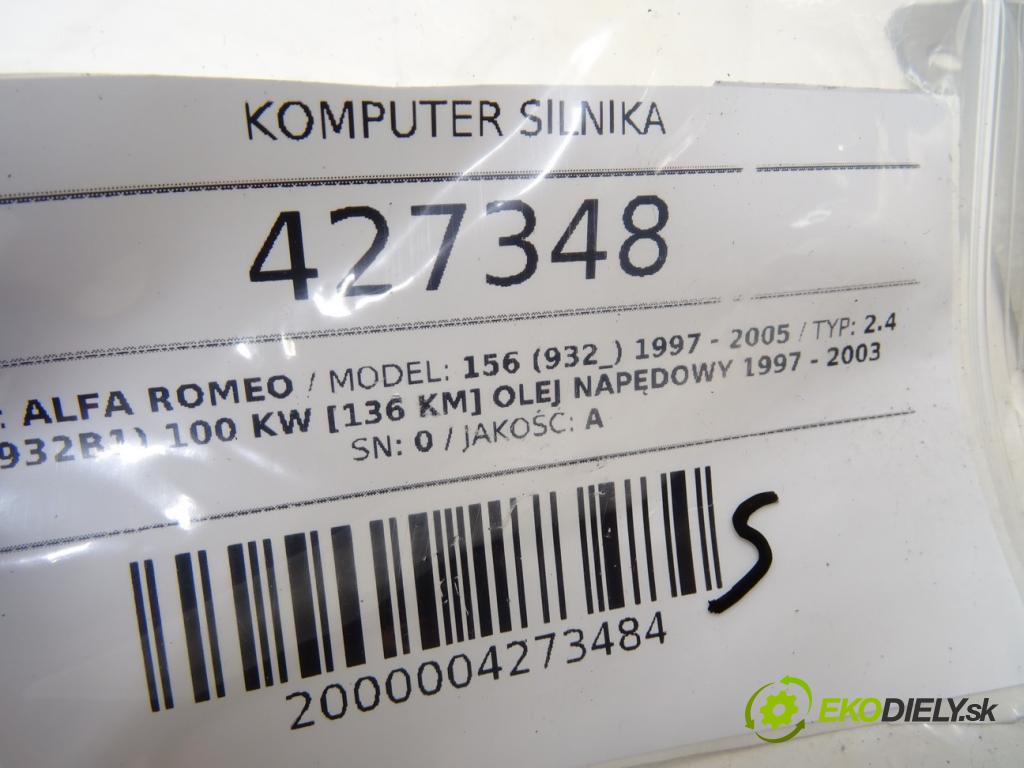 ALFA ROMEO 156 (932_) 1997 - 2005    2.4 JTD (932B1) 100 kW [136 KM] olej napędowy 1997  riadiaca jednotka Motor 0281010022 (Riadiace jednotky)