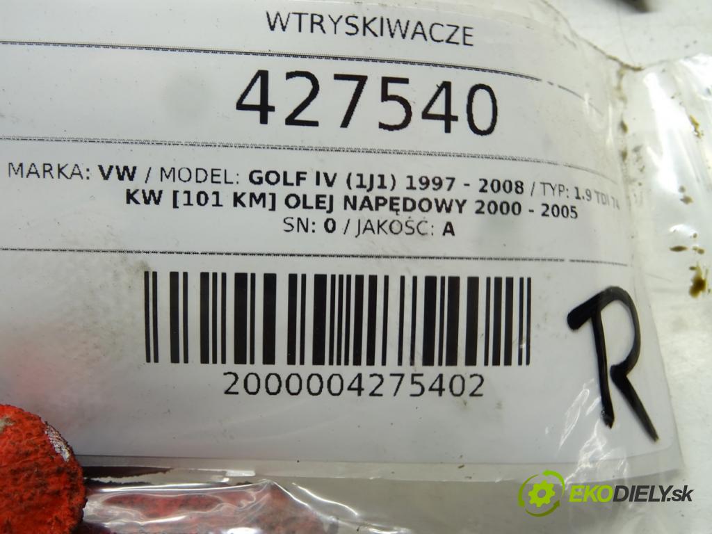 VW GOLF IV (1J1) 1997 - 2008    1.9 TDI 74 kW [101 KM] olej napędowy 2000 - 2005  vstrekovače 038130073AJ (Vstrekovače)