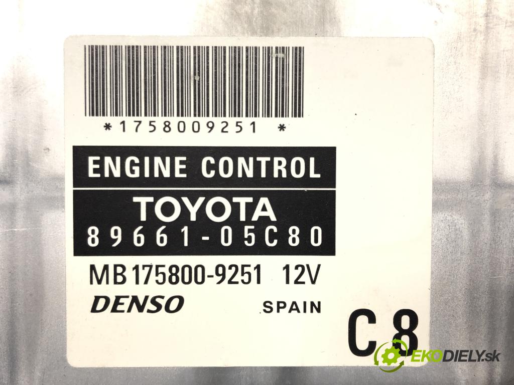 TOYOTA AVENSIS Kombi (_T25_) 2003 - 2008    2.2 D-CAT (ADT251_) 130 kW [177 KM] olej napędowy   riadiaca jednotka Motor 89661-05C80 (Riadiace jednotky)