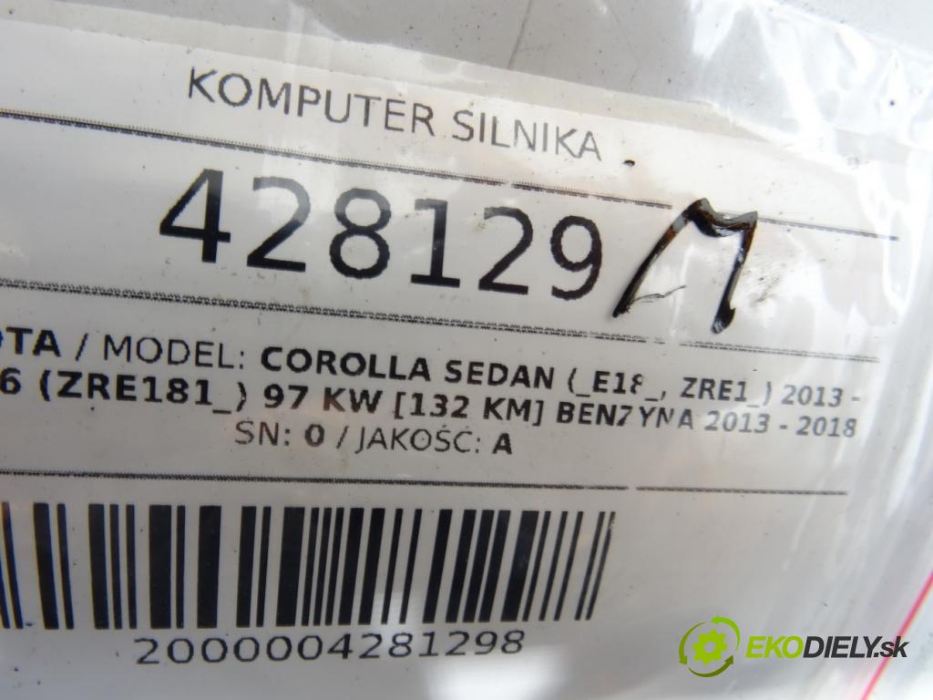 TOYOTA COROLLA sedan (_E18_, ZRE1_) 2013 - 2019    1.6 (ZRE181_) 97 kW [132 KM] benzyna 2013 - 2018  riadiaca jednotka Motor 89666-02860 (Riadiace jednotky)