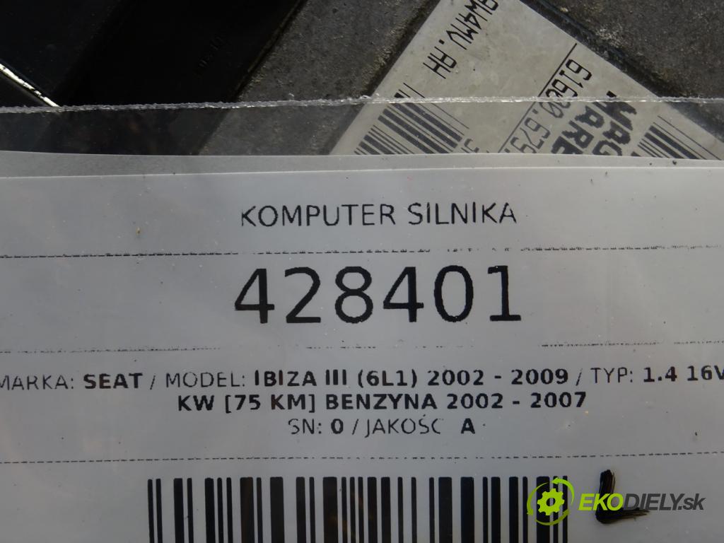 SEAT IBIZA III (6L1) 2002 - 2009    1.4 16V 55 kW [75 KM] benzyna 2002 - 2007  riadiaca jednotka Motor 036906034AH (Riadiace jednotky)