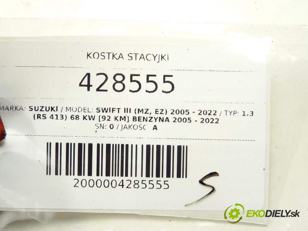 SUZUKI SWIFT III (MZ, EZ) 2005 - 2022    1.3 (RS 413) 68 kW [92 KM] benzyna 2005 - 2022  Kocka, vložka spínacej skrinky 0 (Spínacie skrinky a kľúče)