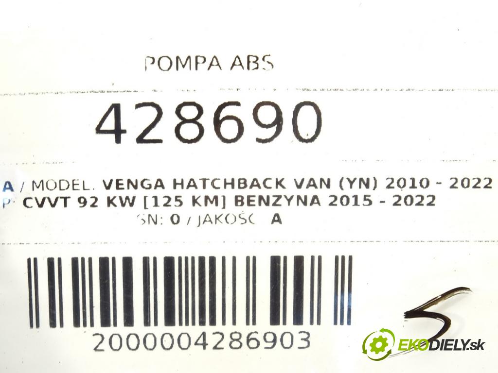 KIA VENGA Hatchback Van (YN) 2010 - 2022    CVVT 92 kW [125 KM] benzyna 2015 - 2022  Pumpa ABS 1P589-30950 (Pumpy ABS)