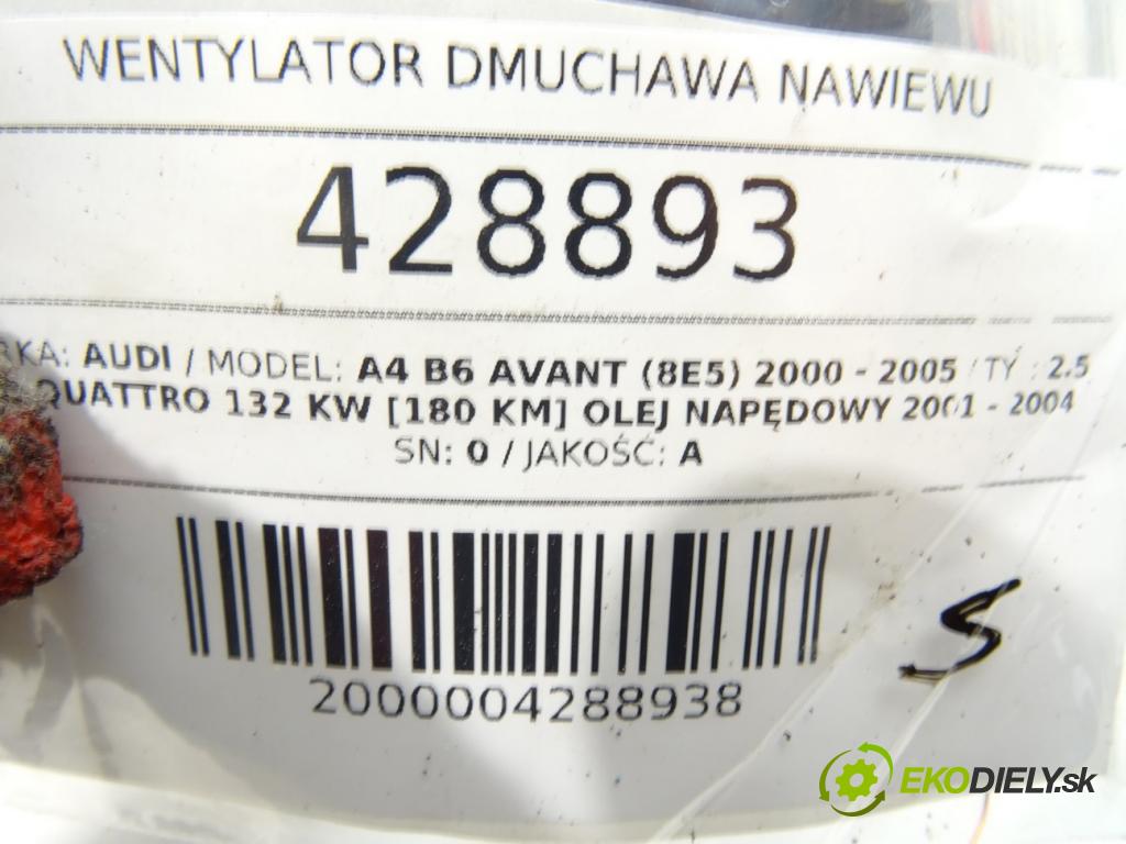 AUDI A4 B6 Avant (8E5) 2000 - 2005    2.5 TDI quattro 132 kW [180 KM] olej napędowy 2001  Ventilátor ventilátor kúrenia 8E1820021B (Ventilátory kúrenia)