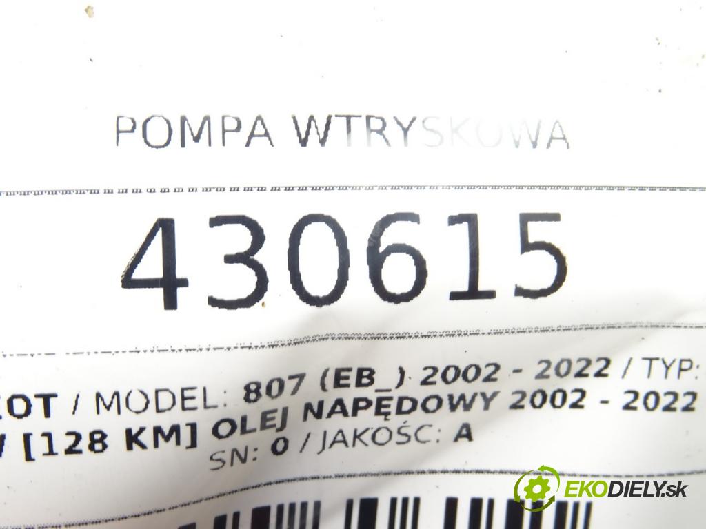 PEUGEOT 807 (EB_) 2002 - 2022    2.2 HDi 94 kW [128 KM] olej napędowy 2002 - 2022  Pumpa vstrekovacia  (Vstrekovacie čerpadlá)