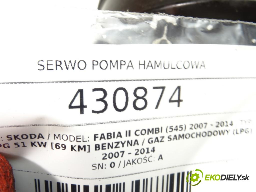 SKODA FABIA II Combi (545) 2007 - 2014    1.2 LPG 51 kW [69 KM] Benzyna / gaz samochodowy (L  Posilovač Pumpa brzdová  (Posilňovače bŕzd)