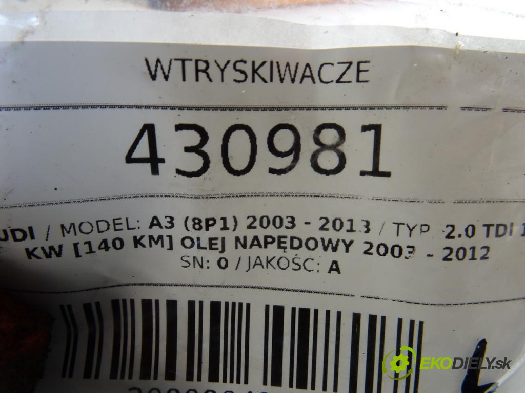 AUDI A3 (8P1) 2003 - 2013    2.0 TDI 16V 103 kW [140 KM] olej napędowy 2003 - 2  vstrekovače 03G130073B (Vstrekovače)