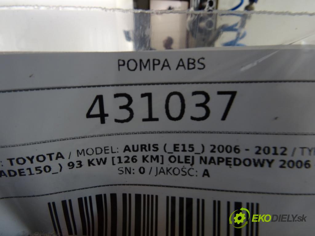 TOYOTA AURIS (_E15_) 2006 - 2012    2.0 D-4D (ADE150_) 93 kW [126 KM] olej napędowy 20  Pumpa ABS 0265235165 44540-12300 (Pumpy ABS)