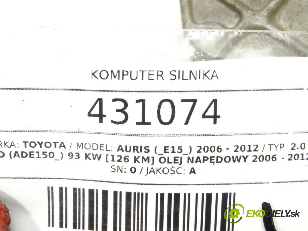 TOYOTA AURIS (_E15_) 2006 - 2012    2.0 D-4D (ADE150_) 93 kW [126 KM] olej napędowy 20  riadiaca jednotka Motor 89661-12B00 (Riadiace jednotky)