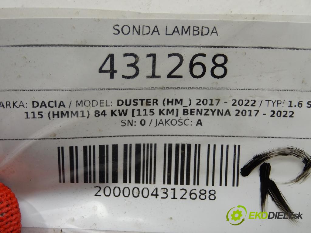 DACIA DUSTER (HM_) 2017 - 2022    1.6 SCe 115 (HMM1) 84 kW [115 KM] benzyna 2017 - 2  sonda lambda 226906393R (Lambda sondy)